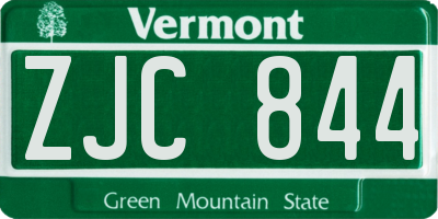 VT license plate ZJC844