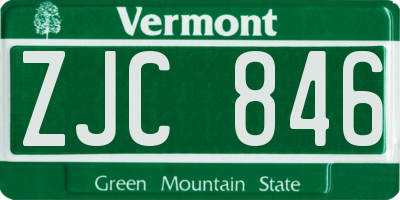 VT license plate ZJC846