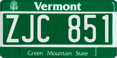 VT license plate ZJC851