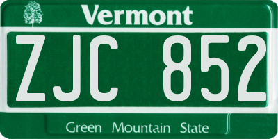 VT license plate ZJC852