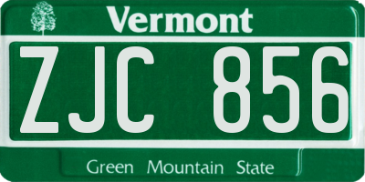 VT license plate ZJC856