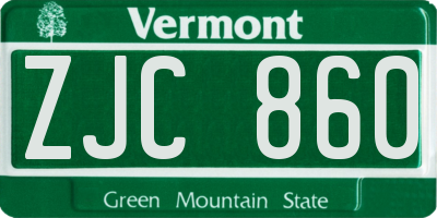 VT license plate ZJC860