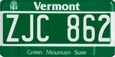 VT license plate ZJC862