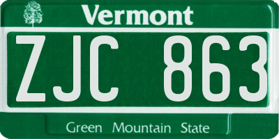 VT license plate ZJC863