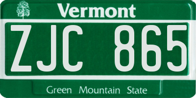 VT license plate ZJC865
