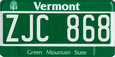VT license plate ZJC868