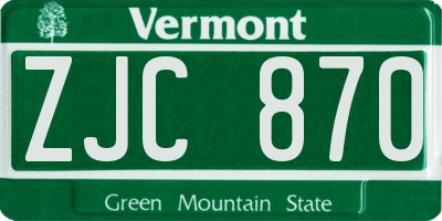 VT license plate ZJC870