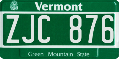 VT license plate ZJC876