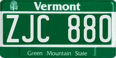 VT license plate ZJC880