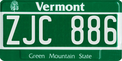 VT license plate ZJC886