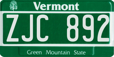 VT license plate ZJC892