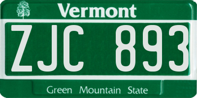 VT license plate ZJC893