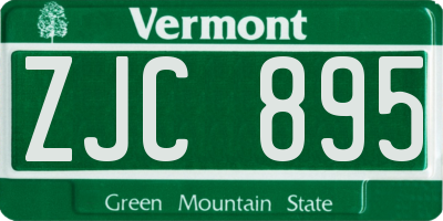 VT license plate ZJC895