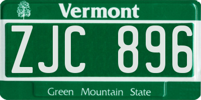 VT license plate ZJC896