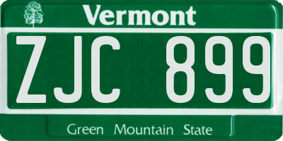 VT license plate ZJC899