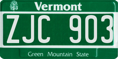 VT license plate ZJC903