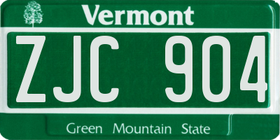 VT license plate ZJC904