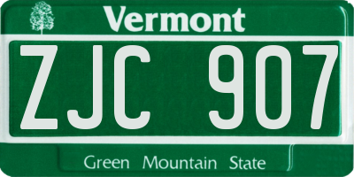 VT license plate ZJC907