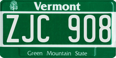 VT license plate ZJC908