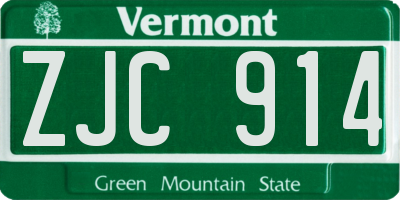 VT license plate ZJC914