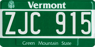 VT license plate ZJC915