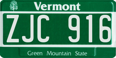 VT license plate ZJC916