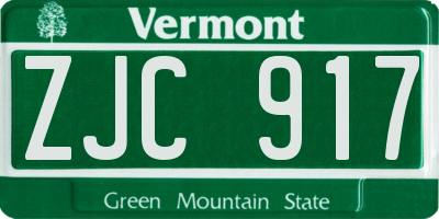 VT license plate ZJC917