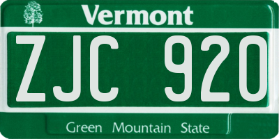 VT license plate ZJC920