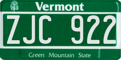 VT license plate ZJC922