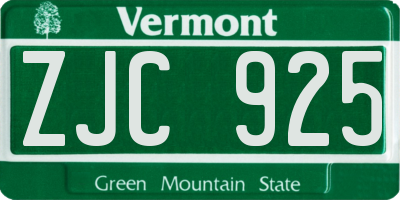 VT license plate ZJC925