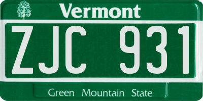 VT license plate ZJC931