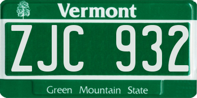 VT license plate ZJC932