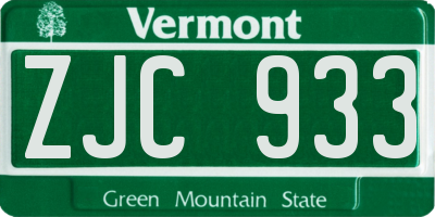 VT license plate ZJC933