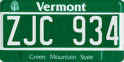 VT license plate ZJC934