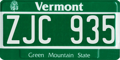 VT license plate ZJC935