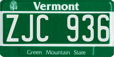 VT license plate ZJC936