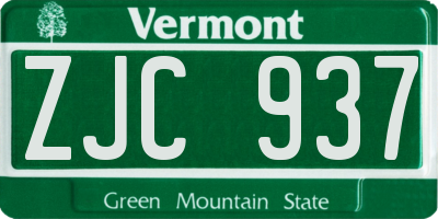 VT license plate ZJC937