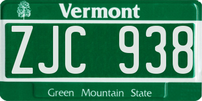 VT license plate ZJC938