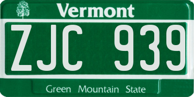 VT license plate ZJC939