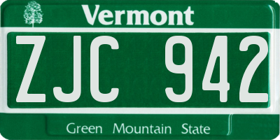 VT license plate ZJC942