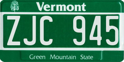 VT license plate ZJC945