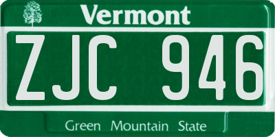 VT license plate ZJC946