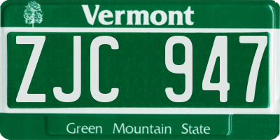 VT license plate ZJC947