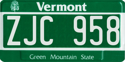 VT license plate ZJC958
