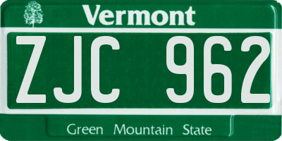 VT license plate ZJC962