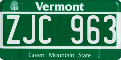 VT license plate ZJC963