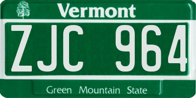VT license plate ZJC964