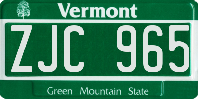 VT license plate ZJC965