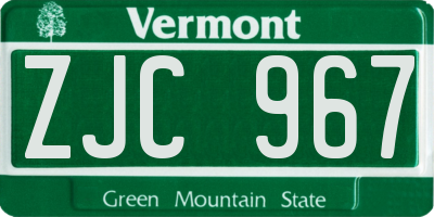 VT license plate ZJC967
