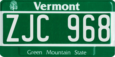 VT license plate ZJC968